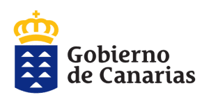 Logotipo del Gobierno de Canarias con un escudo estilizado con una corona encima y el texto "Gobierno de Canarias" a la derecha.