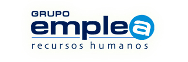 Logotipo para Grupo Emplea Recursos Humanos, que presenta el nombre de la empresa en texto azul con una letra "a" estilizada en azul y blanco al final.