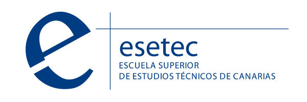 Logotipo de la Escuela Superior de Estudios Técnicos de Canarias (esetec), con una "e" minúscula estilizada a la izquierda y el nombre de la institución en español a la derecha.