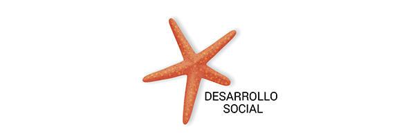 Imagen de una estrella de mar de color naranja con el texto "DESARROLLO SOCIAL" en letras mayúsculas de color negro a la derecha.