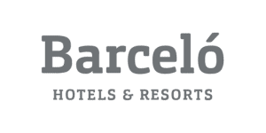 Logotipo de Barceló Hotels & Resorts con el nombre "Barceló" en texto gris grande y "HOTELS & RESORTS" en texto gris más pequeño debajo, promocionando Job Dating 2023.