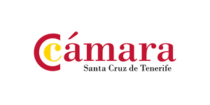 Logotipo de la Cámara Santa Cruz de Tenerife, con una "C" estilizada en rojo y amarillo junto a la palabra "cámara" en rojo, con "Santa Cruz de Tenerife" y "Job Dating 2023" en texto negro más pequeño debajo.