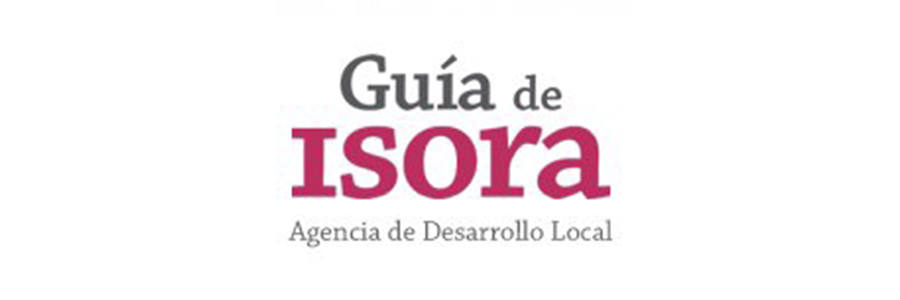 Logotipo que muestra el texto "Guía de Isora Agencia de Desarrollo Local" en negrita magenta y gris, destacando la Feria de Empleo 2019.