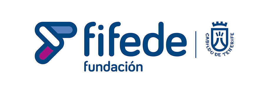 Logotipo de la Fundación Fifede con el emblema del Cabildo de Tenerife a la derecha, promocionando la Feria de Empleo 2019.