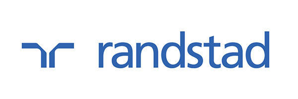 Logotipo de Randstad en azul. El logo, destacado en la feria de empleo 2019, consta de un símbolo "R" estilizado seguido del texto "randstad" en minúsculas.