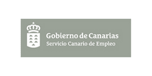 Logotipo del Servicio Canario de Empleo, que presenta una corona y un escudo con tres filas de triángulos a la izquierda y el texto "Gobierno de Canarias Servicio Canario de Empleo" a la derecha. Promoción de iniciativas Job Dating 2023.