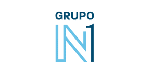 Logotipo del Grupo GN1, que muestra el texto "GRUPO" encima de las letras estilizadas "GN1" en azul claro y azul oscuro, promocionando Job Dating 2023.