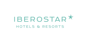 El logotipo de Iberostar Hotels & Resorts, que presenta el nombre de la marca en letras verde azulado con un ícono de estrella a la derecha, patrocina con orgullo Job Dating 2023.