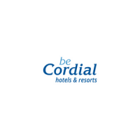 Logotipo de Be Cordial Hotels & Resorts con texto azul sobre fondo blanco, inspirado en las conexiones realizadas en Job Dating 2022.