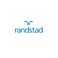 El logotipo de Randstad, que presenta el nombre de la empresa en letras minúsculas azules y un símbolo azul abstracto arriba, representa con orgullo su presencia en Job Dating 2022.