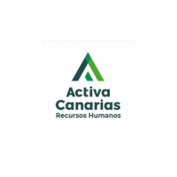 Logotipo de Activa Canarias Recursos Humanos, con una letra "A" estilizada en verde y verde oscuro encima del nombre de la empresa en texto verde oscuro, conmemorando Job Dating 2022.