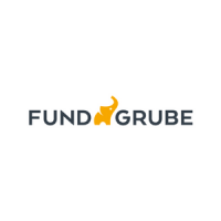 Logotipo de Fund Grube que presenta el nombre de la marca en letras mayúsculas, con un ícono de elefante amarillo ubicado entre las palabras "Fund" y "Grube". El logotipo tiene un fondo blanco y está diseñado para Job Dating 2022.