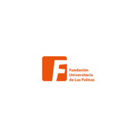 Logotipo de la Fundación Universitaria de Las Palmas. El diseño presenta un cuadrado naranja con una "F" blanca estilizada y el nombre de la organización en texto naranja a la derecha, destacando su asociación con Job Dating 2022.