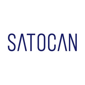 La imagen muestra la palabra "SATOCAN" escrita en mayúsculas azules sobre fondo blanco, representando una de las empresas asociadas a GEHOCAN.